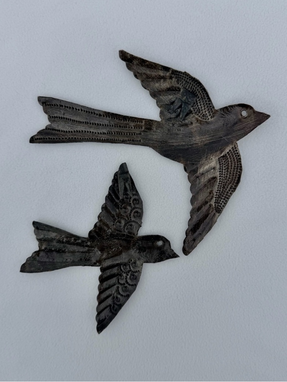Birds in Flight Hand Crafted Metal Art Wall Decor ~ Set of 2 - Picture 2 of 10